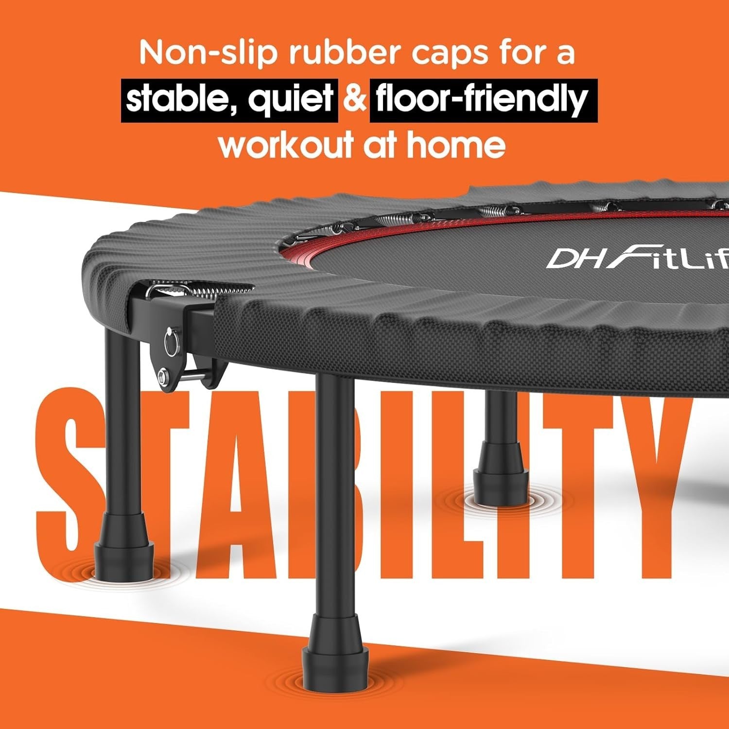40” Foldable Fitness Trampoline Indoor Rebounder w Adjustable Handle 150KG