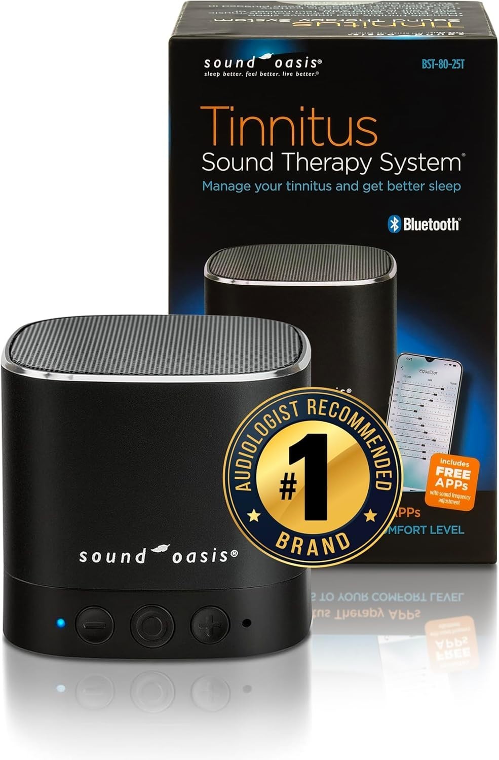 Tinnitus Sound Therapy System with 25 Soothing Sounds & Bluetooth