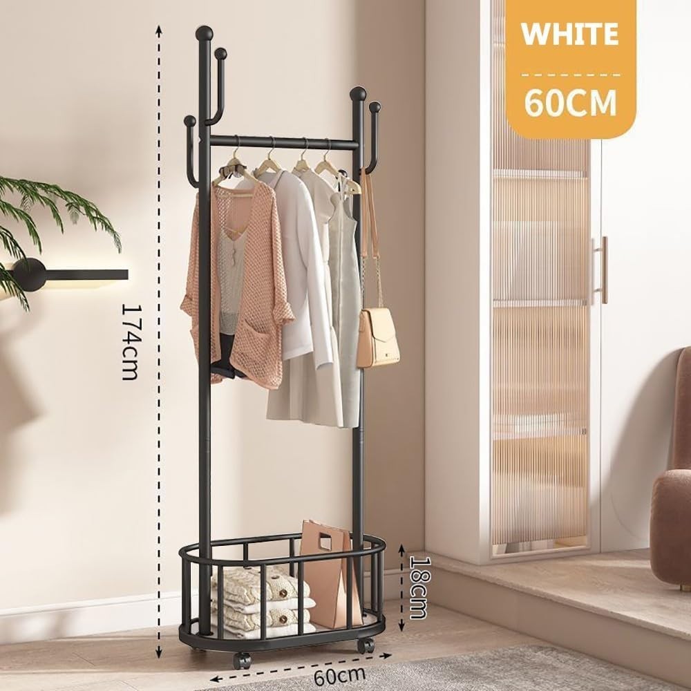 Heavy Duty Metal Clothes Rack with Wheels 100kg Capacity Black