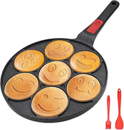 7-Hole Mini Pancake Pan Induction Non-Stick Crepe Mold Detachable Handle Black