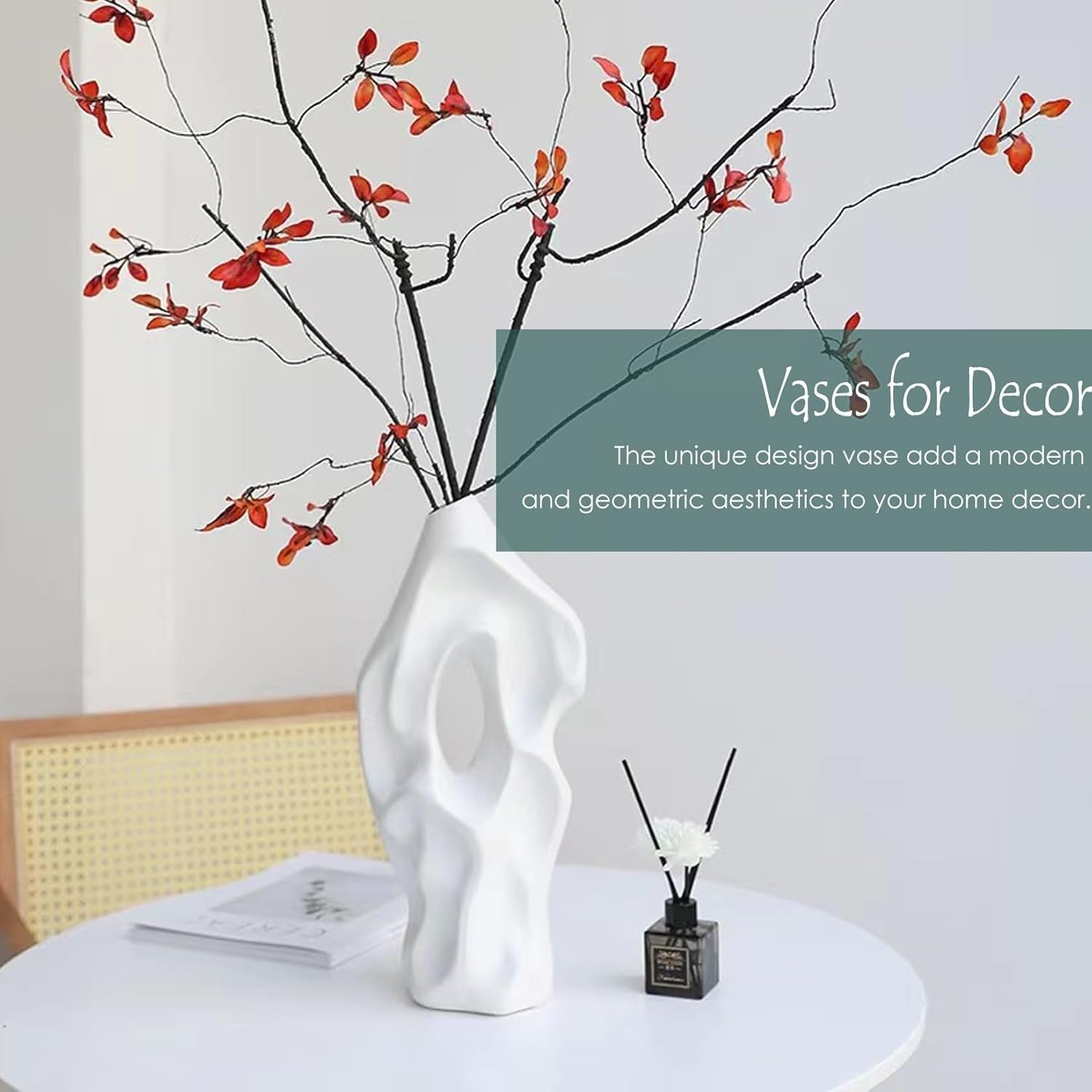 Modern Abstract White Ceramic Floor Vase Tall Sculptural Home Decor