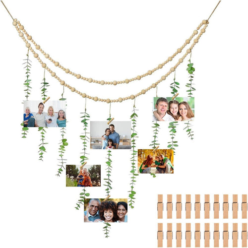 Boho Macrame Photo Display Wall Hanging with 20 Clips