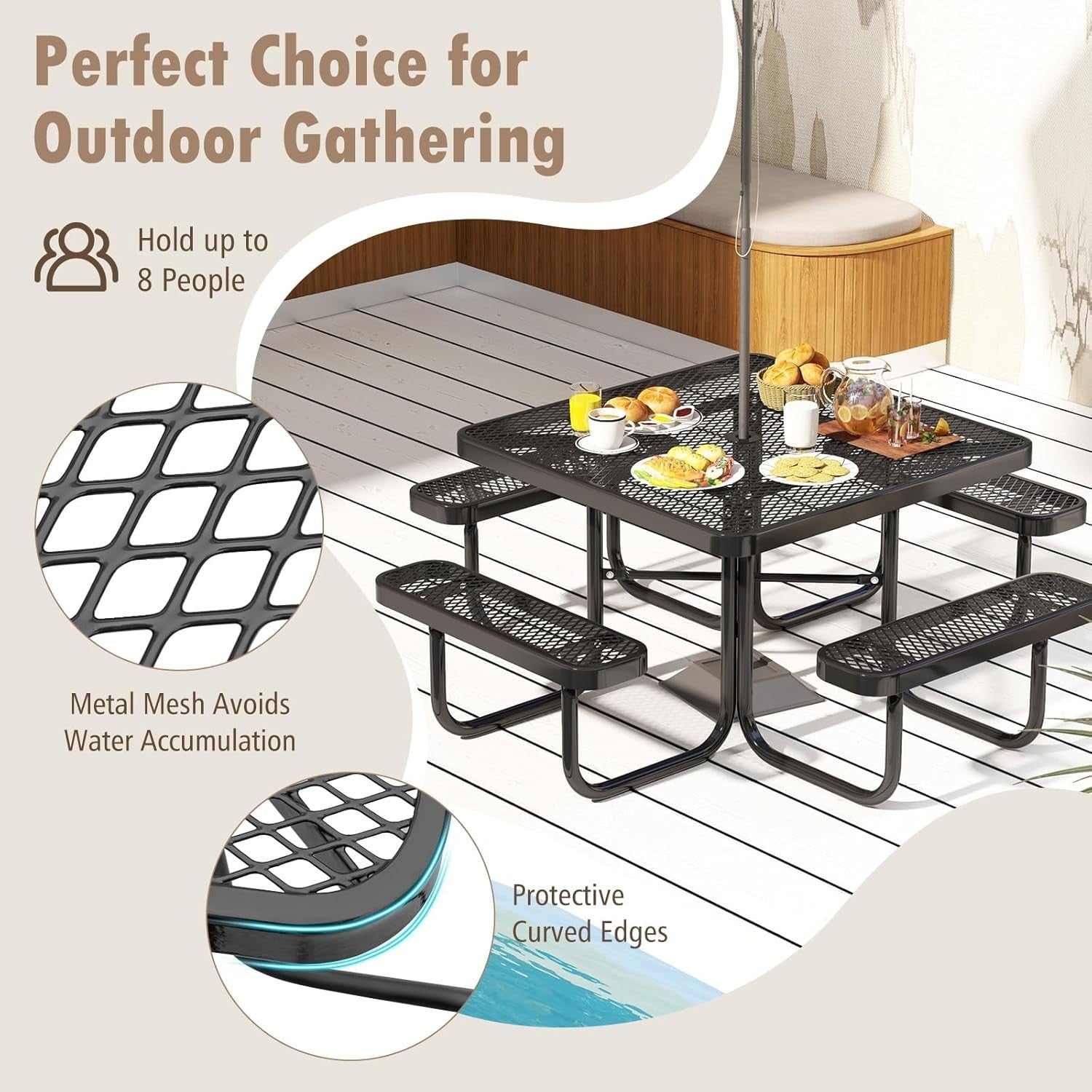Outdoor 8-Seater Picnic Table & Bench Set | Weatherproof Patio Dining Table