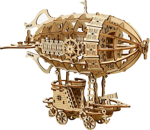 Wooden Airship 3D Puzzle Kit – Steampunk DIY Model for Adults & Home Decor
