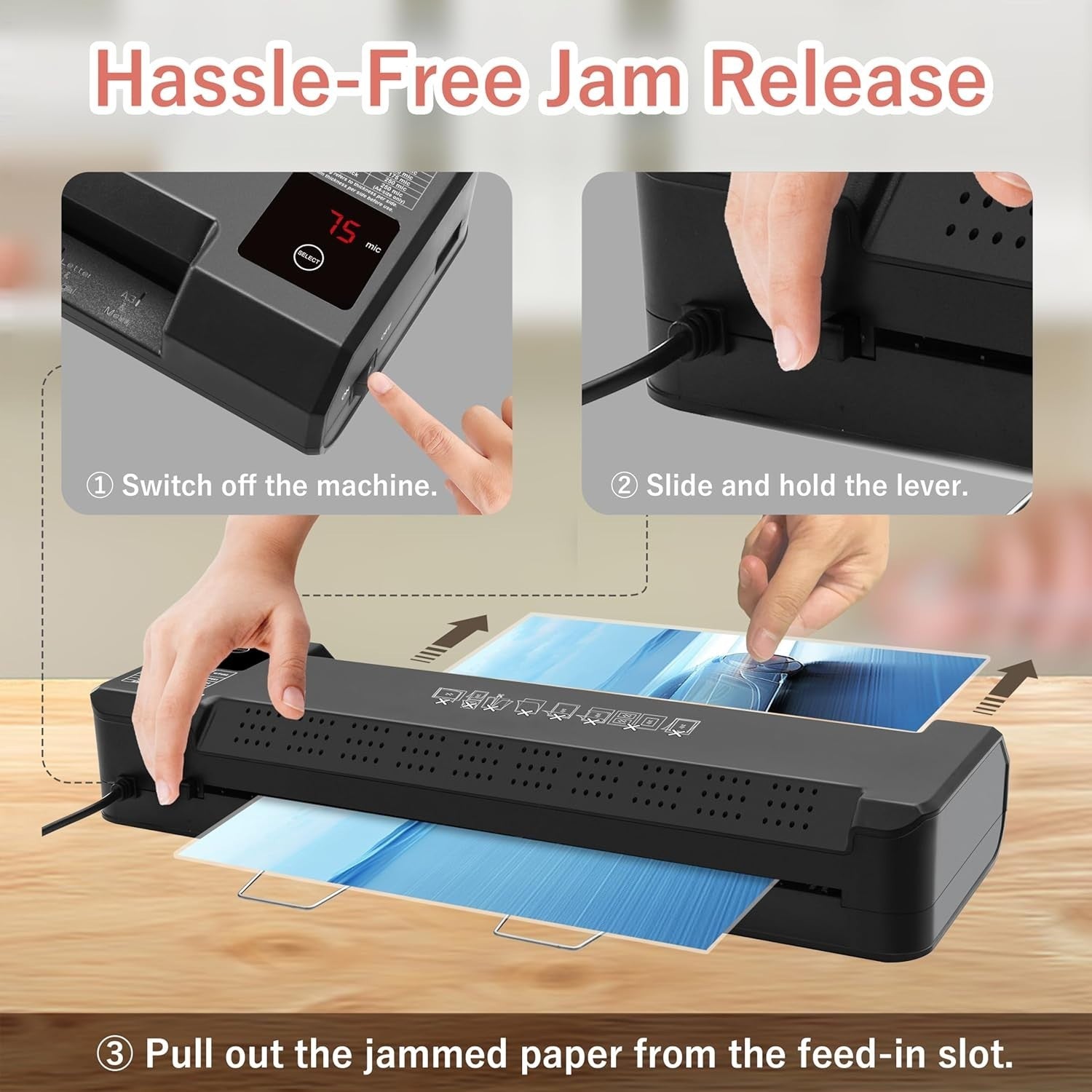 A3 Laminator & Foil Applicator 4 Roller Fast Warm Up 75–250 Mic Touch LED