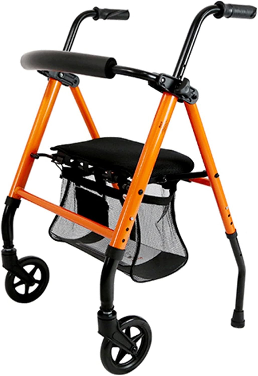 Folding Rollator Walker with Seat Lightweight Height Adjustable Senior Aid