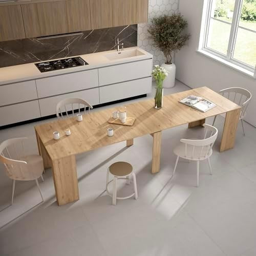 Large Extendable Console Dining Table Folding Space-Saving Oak 90–302cm Modern