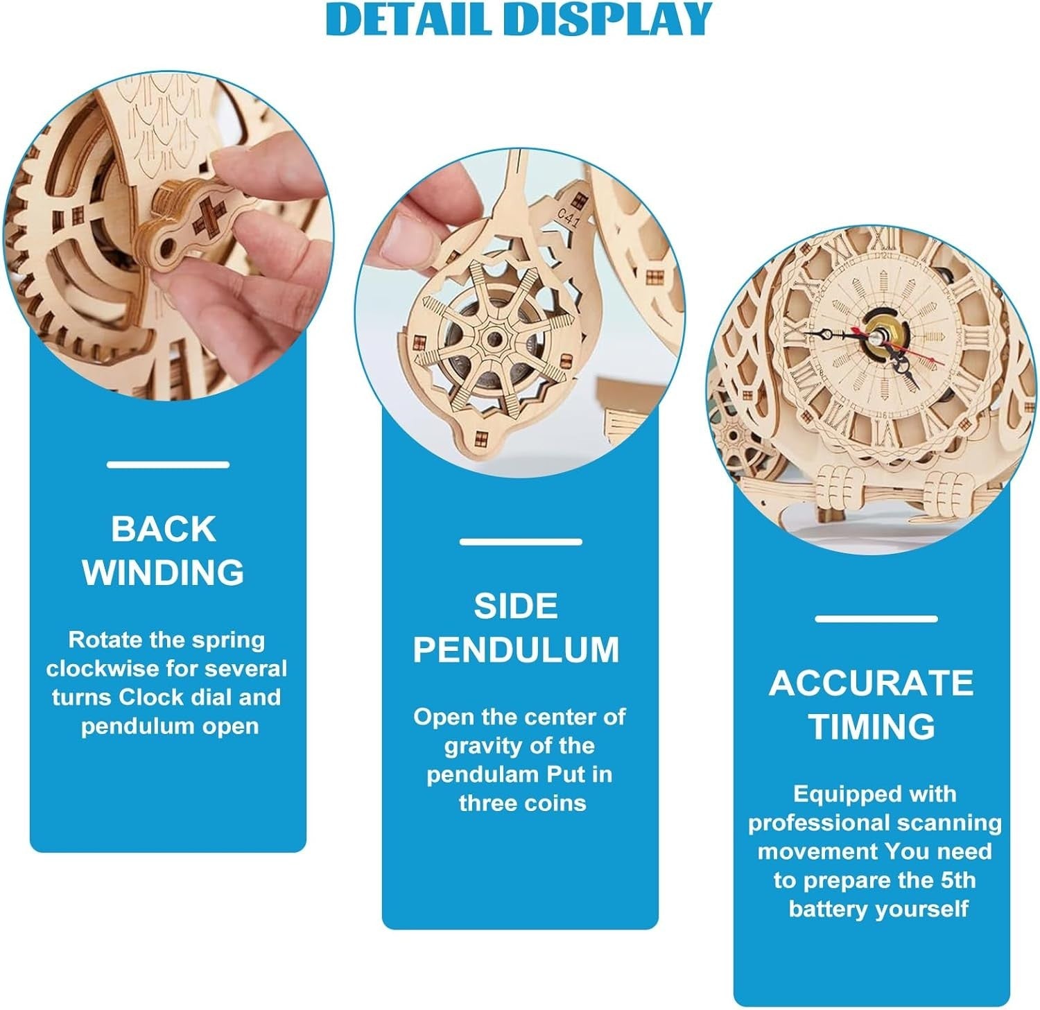 Owl Wooden Clock Puzzle Kit with Pendulum - DIY Mechanical Model Gift