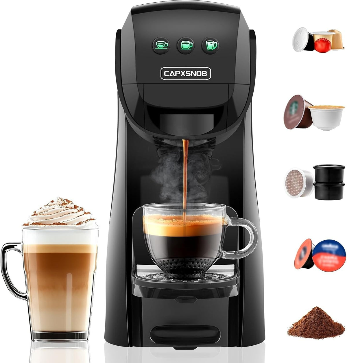5-in-1 Pod Coffee Machine 20BAR Pressure | Multi-Capsule | Fast Brew | Compact