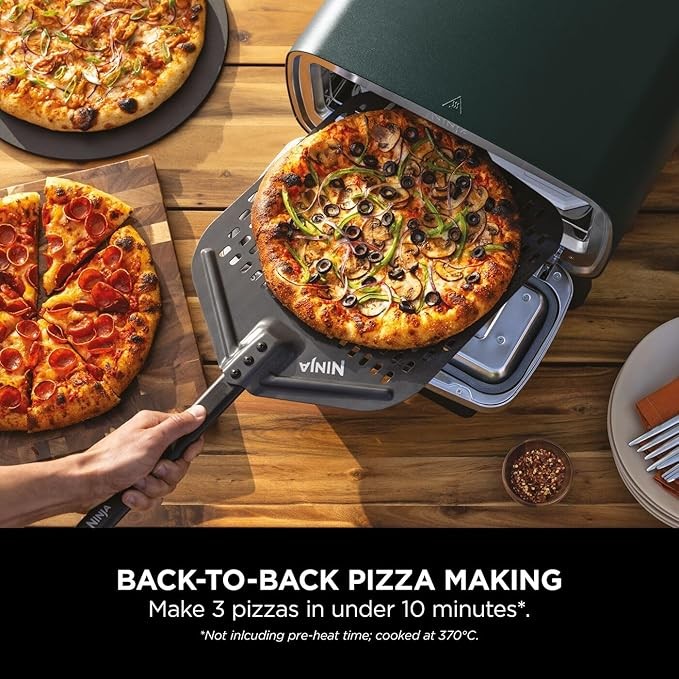 4-in-1 Electric Outdoor Pizza Oven & Air Fryer with Stone & Peel Set