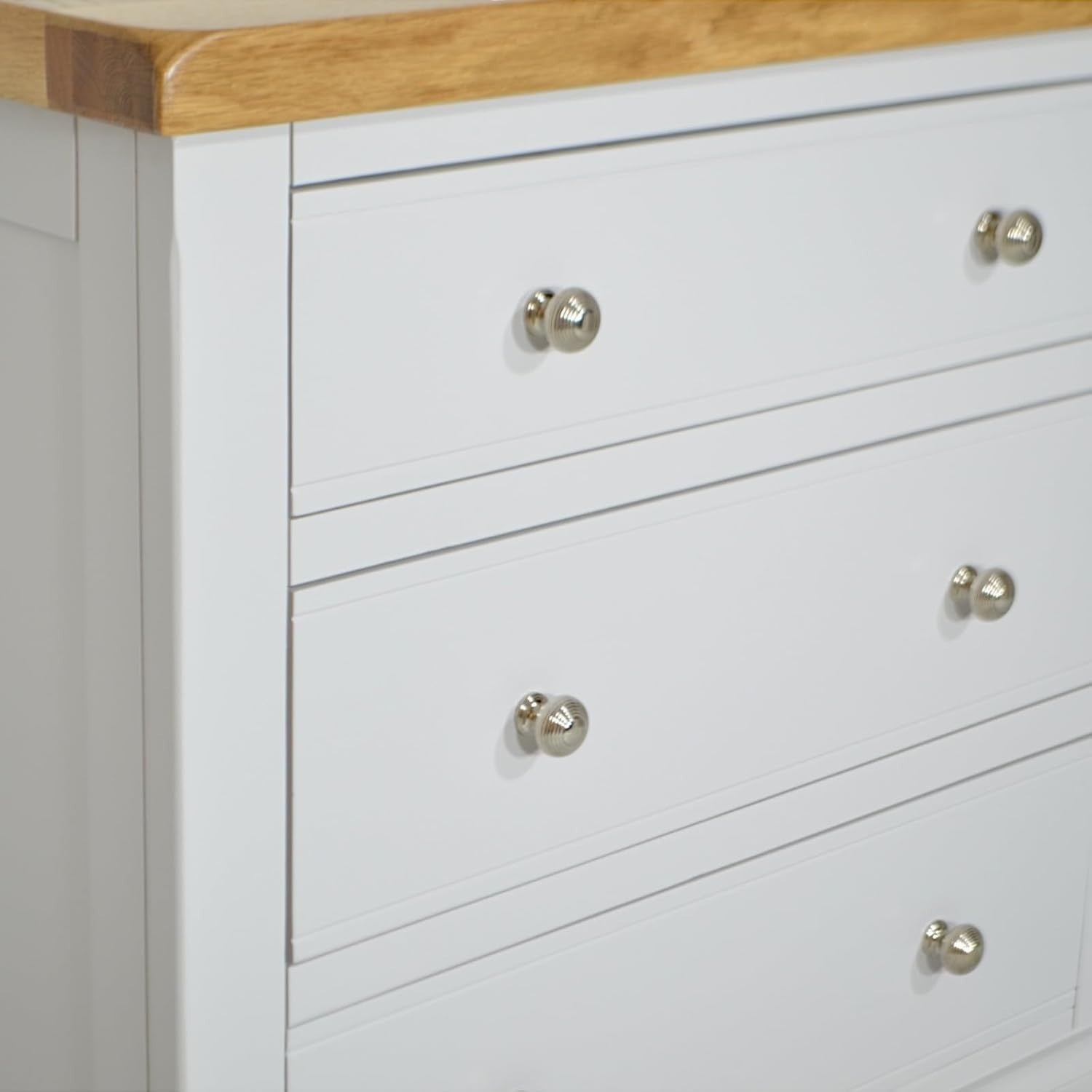 Grey 3 Drawer Chest Oak Top – Small Bedroom Storage Unit Ready Built