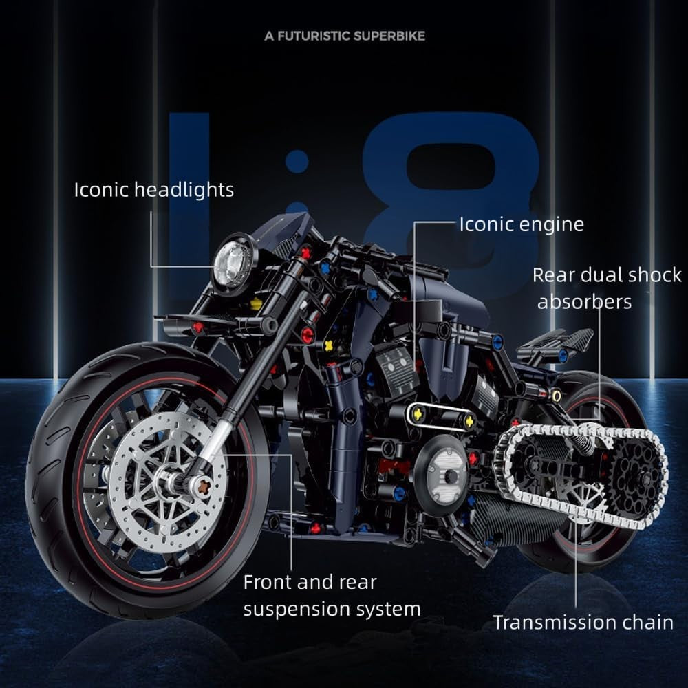 Motorbike Building Kit 623pcs – Technic Motorcycle Model for Adults & Kids