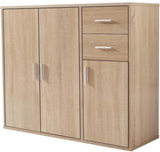 Oak Sideboard Cabinet with Drawers & Doors Modern Storage Cupboard 100cm