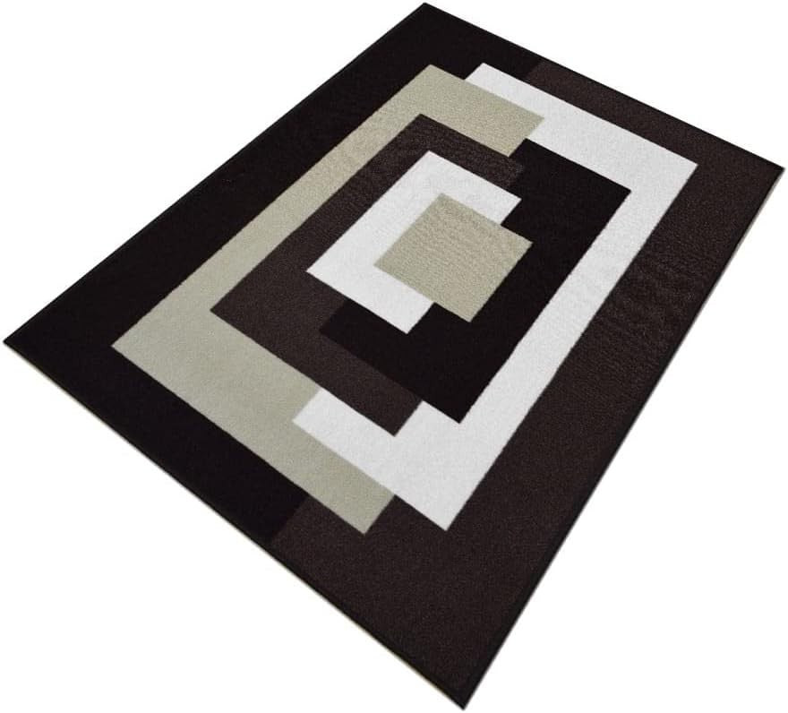 Modern Geometric Area Rug 120x170cm Non Slip Living Room Floor Carpet Beige