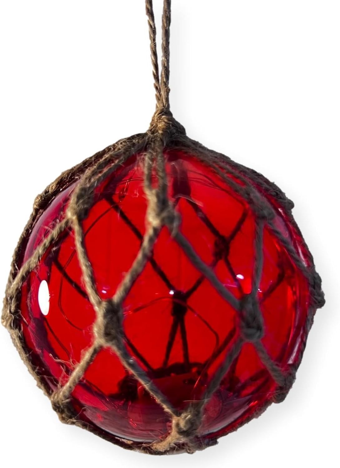 Red Glass Fishing Buoy Light LED Nautical Hanging Lamp Coastal Home Decor 10cm