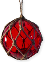 Red Glass Fishing Buoy Light LED Nautical Hanging Lamp Coastal Home Decor 10cm