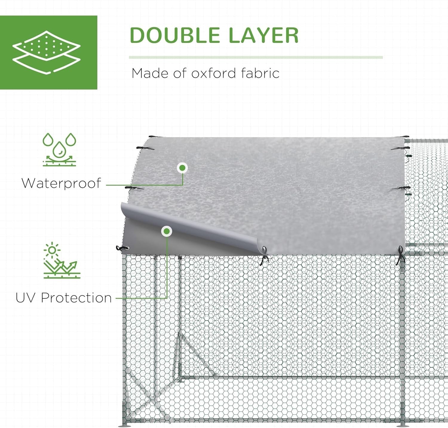 Walk In Chicken Run 5.7x2.8x2m Galvanised Steel Coop Cage Cover