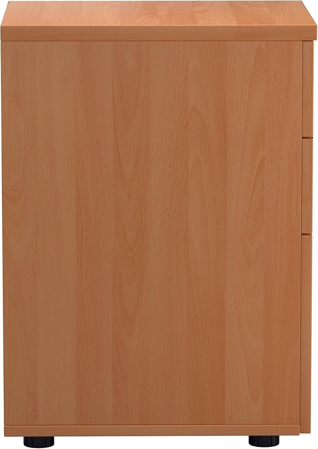 Beech Under Desk Filing Cabinet 3 Drawer Lockable A4 Foolscap