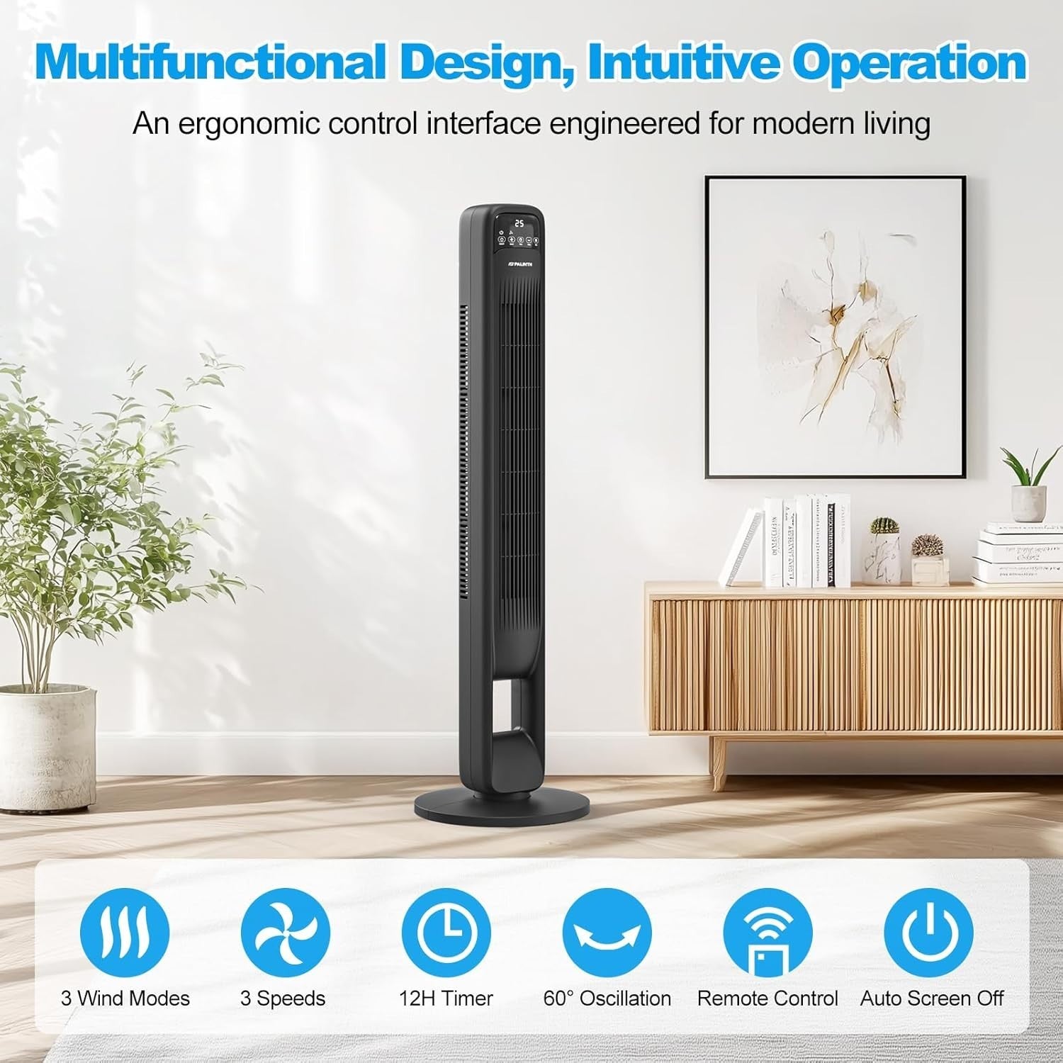 Tower Fan with Remote 40-Inch 3-Speed Oscillating Cooling Quiet Timer Display
