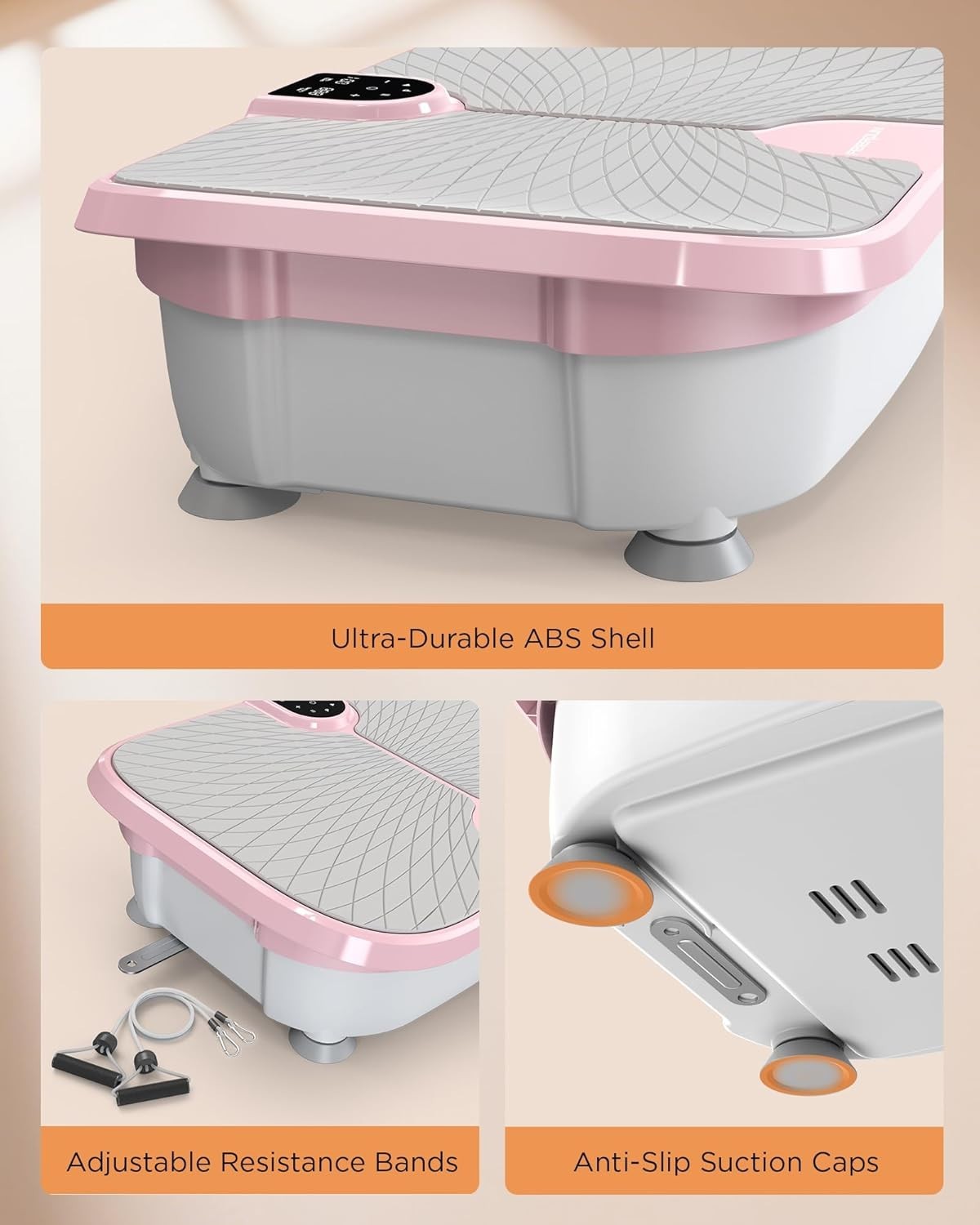 Pink Vibration Plate Exercise Machine 99 Speeds Full Body Toning