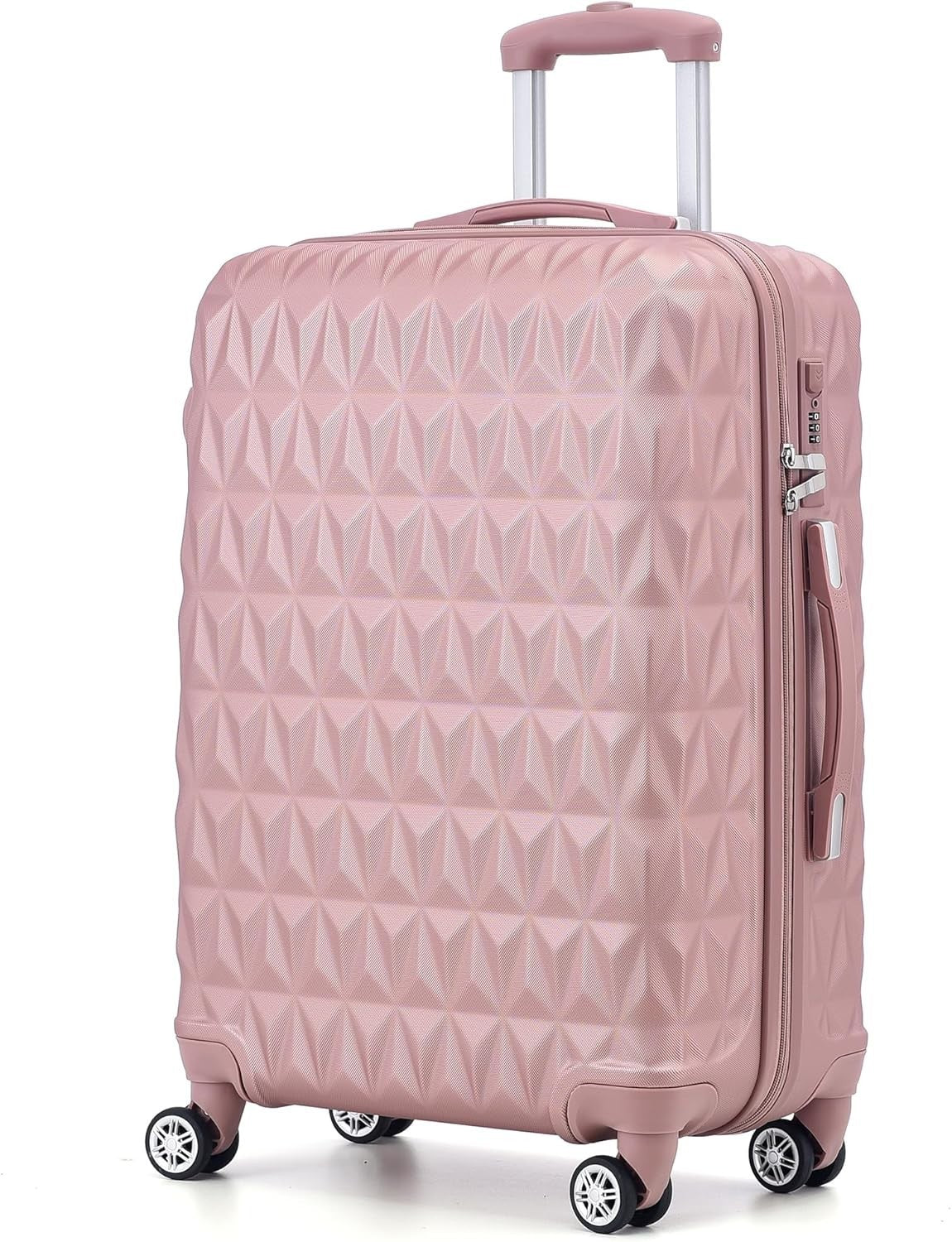 Rose Gold Medium ABS Suitcase 24 Inch Lightweight Check In Spinner Luggage