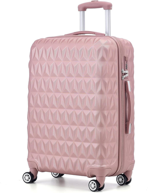 Rose Gold Medium ABS Suitcase 24 Inch Lightweight Check In Spinner Luggage