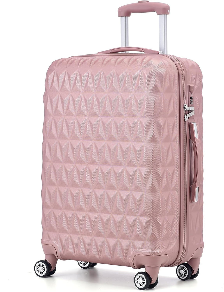 Rose Gold Medium ABS Suitcase 24 Inch Lightweight Check In Spinner Luggage