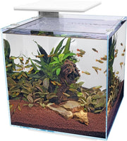 60L White Glass Aquarium with Filter & LED Light – Modern Fish Tank