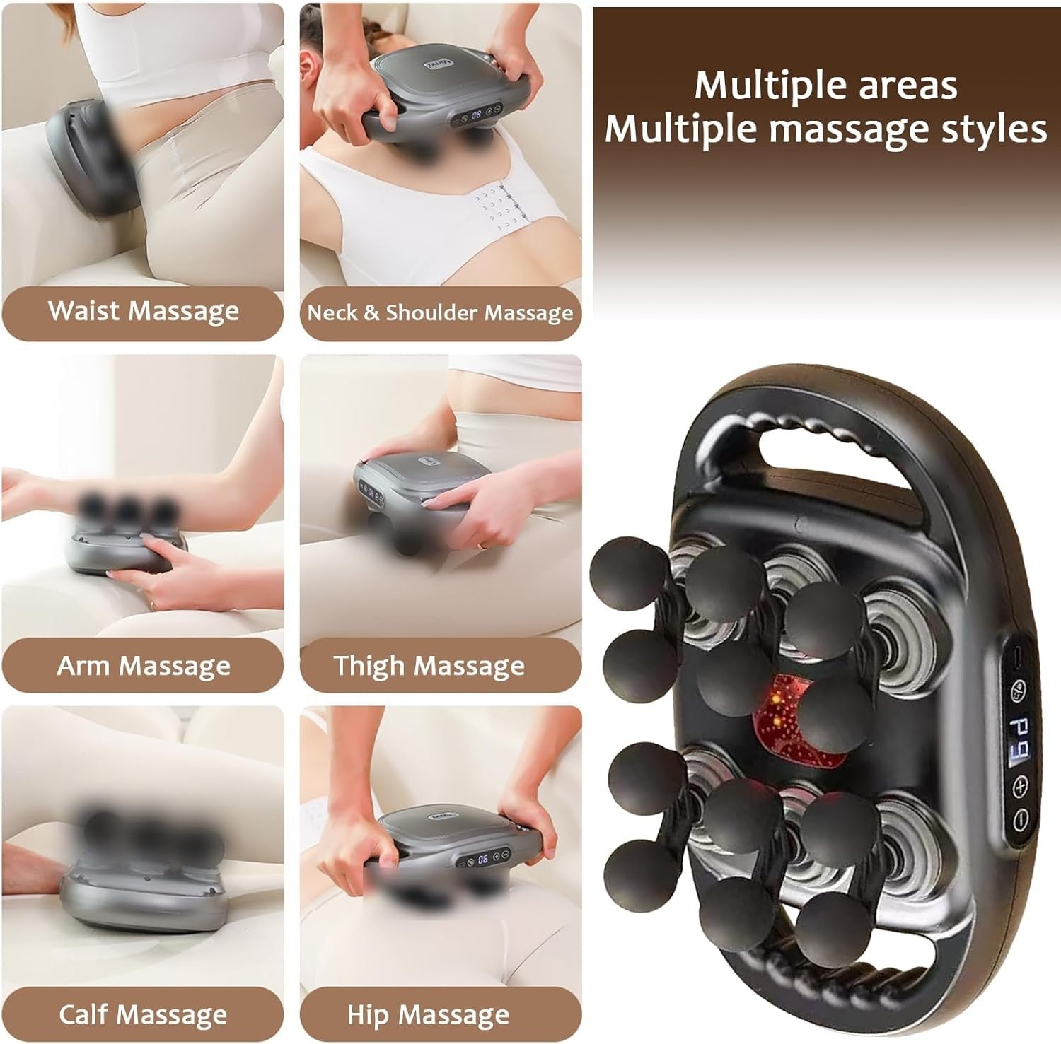 Deep Tissue Massage Gun 12 Head Multi-Node Body Massager 9 Modes Pain Relief