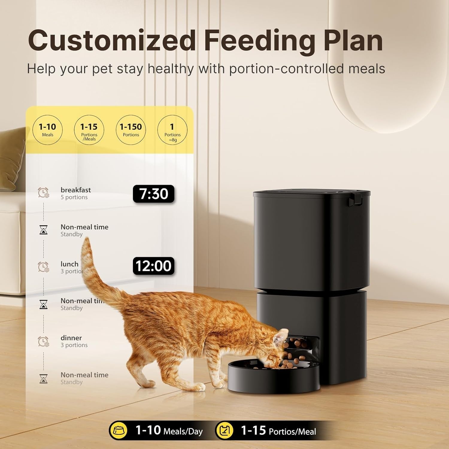 Automatic Cat Feeder 5L WiFi App Control Smart Pet Food Dispenser Timer