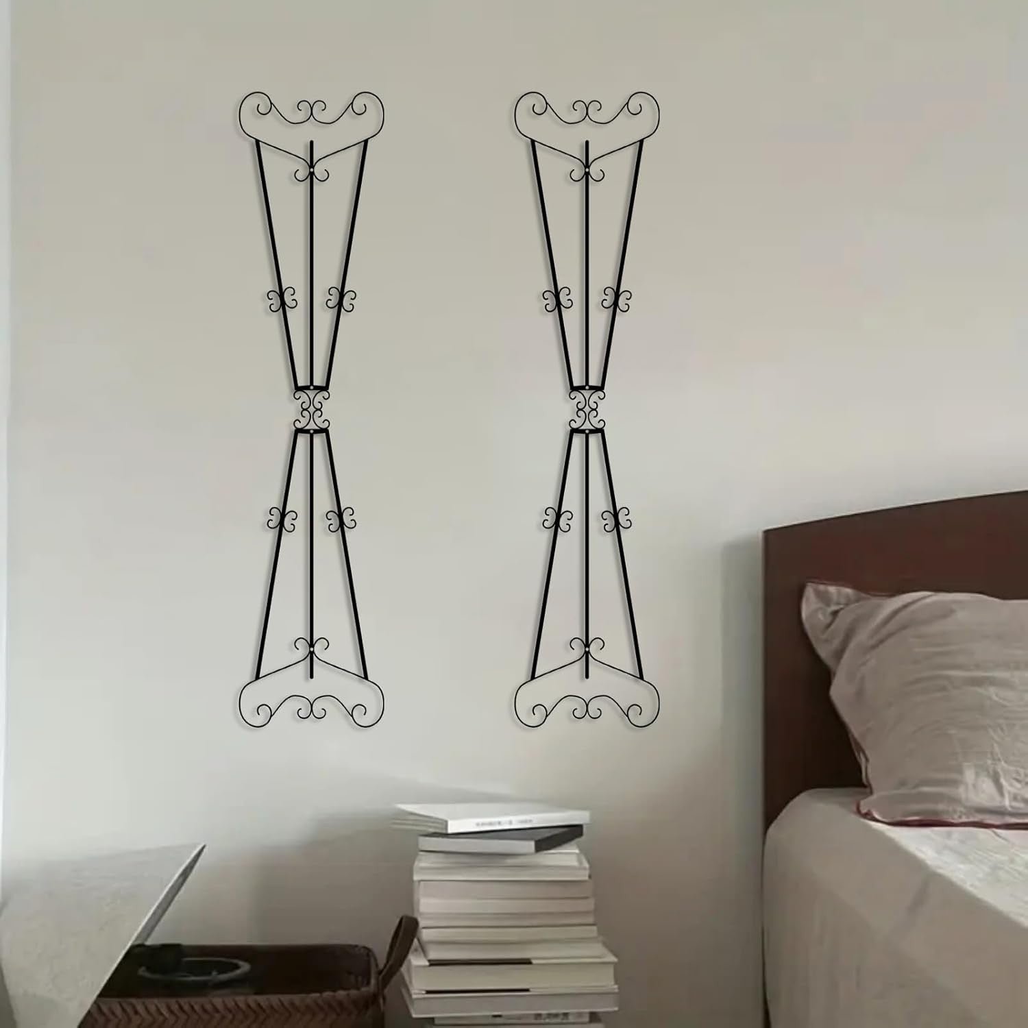 Abstract Metal Wall Art Scroll Modern Minimalist Black Above Door Decor