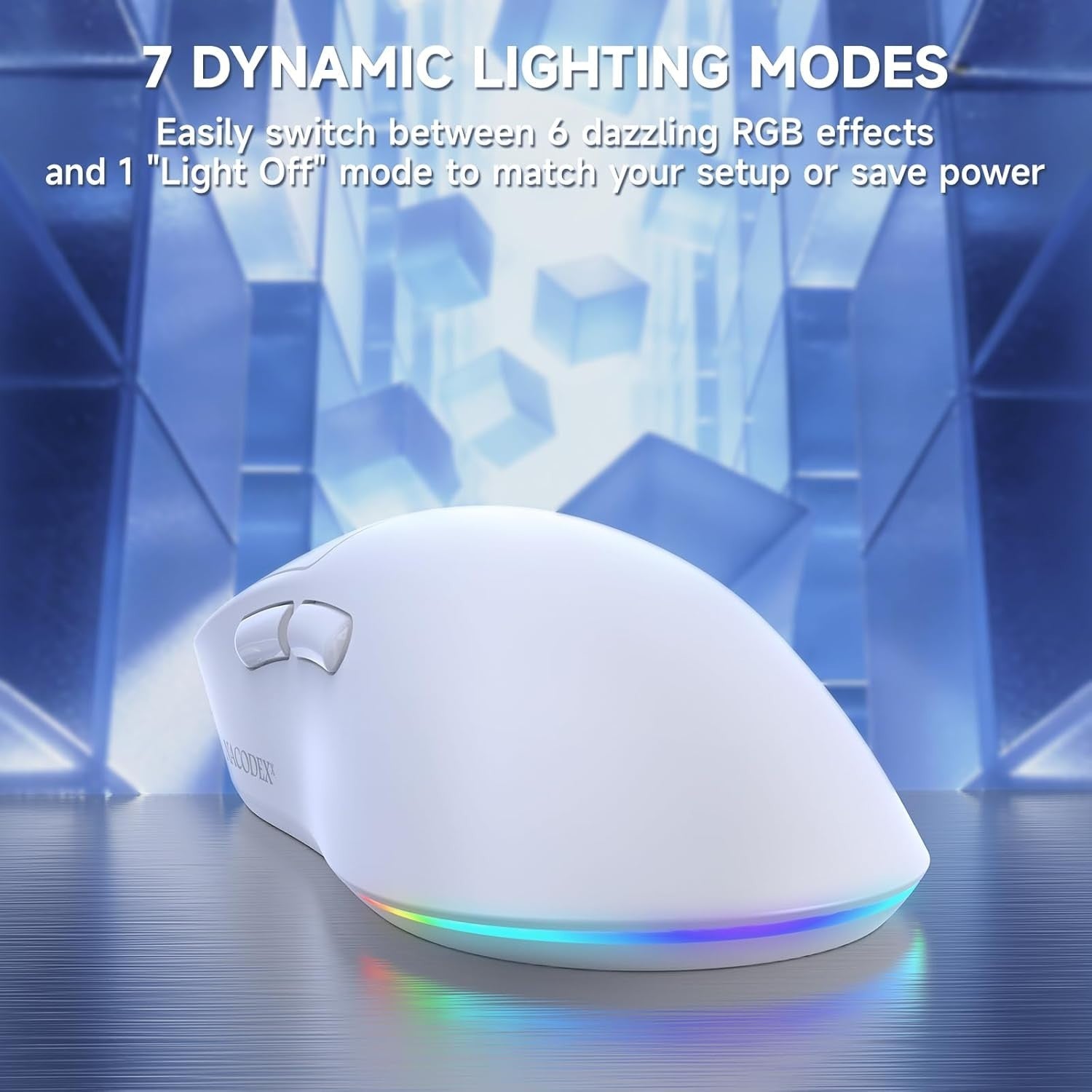 Tri-Mode Wireless Gaming Mouse 12800 DPI 1000Hz RGB White
