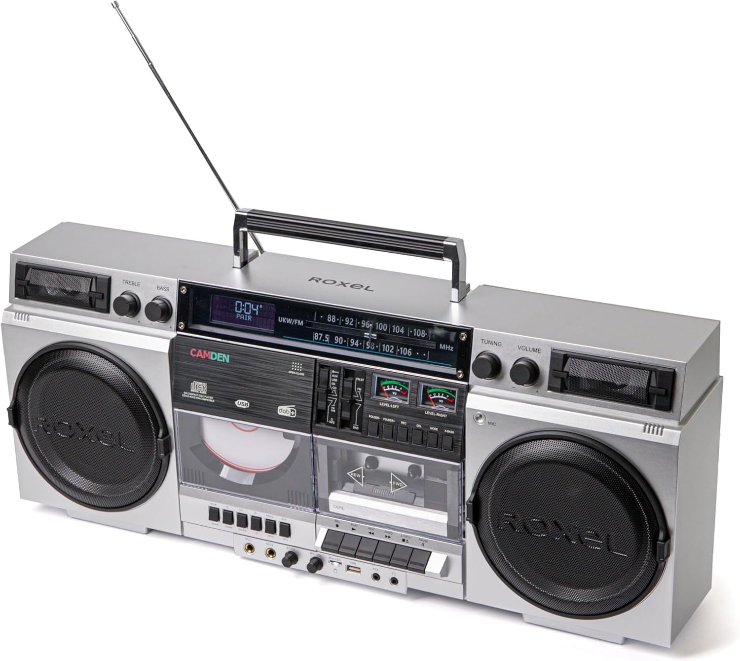 Retro Boombox Cassette CD Player with DAB/FM Radio, Bluetooth & USB