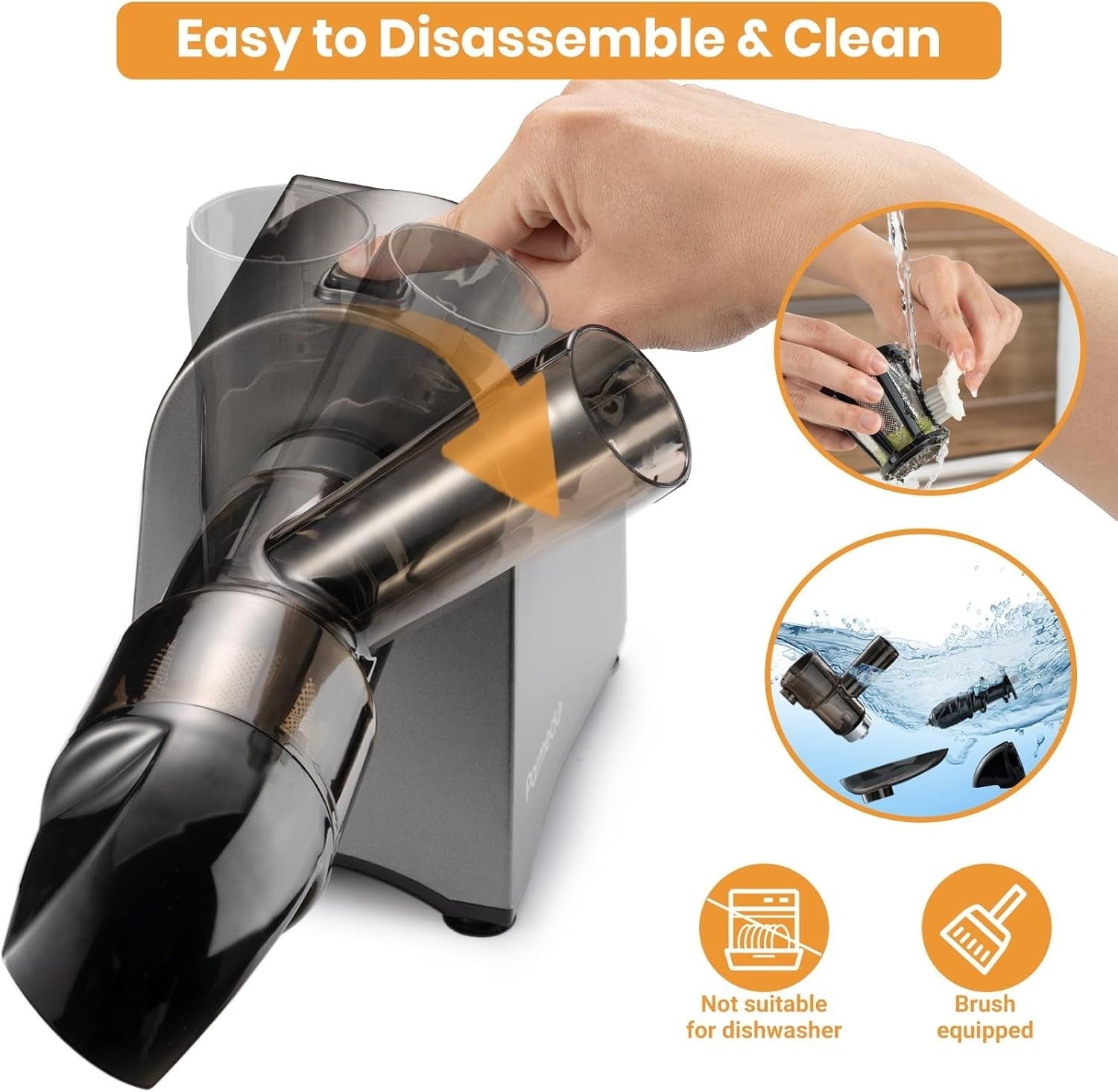Cold Press Juicer 2 in 1 Veg Slicer Quiet 250W High Yield Easy Clean