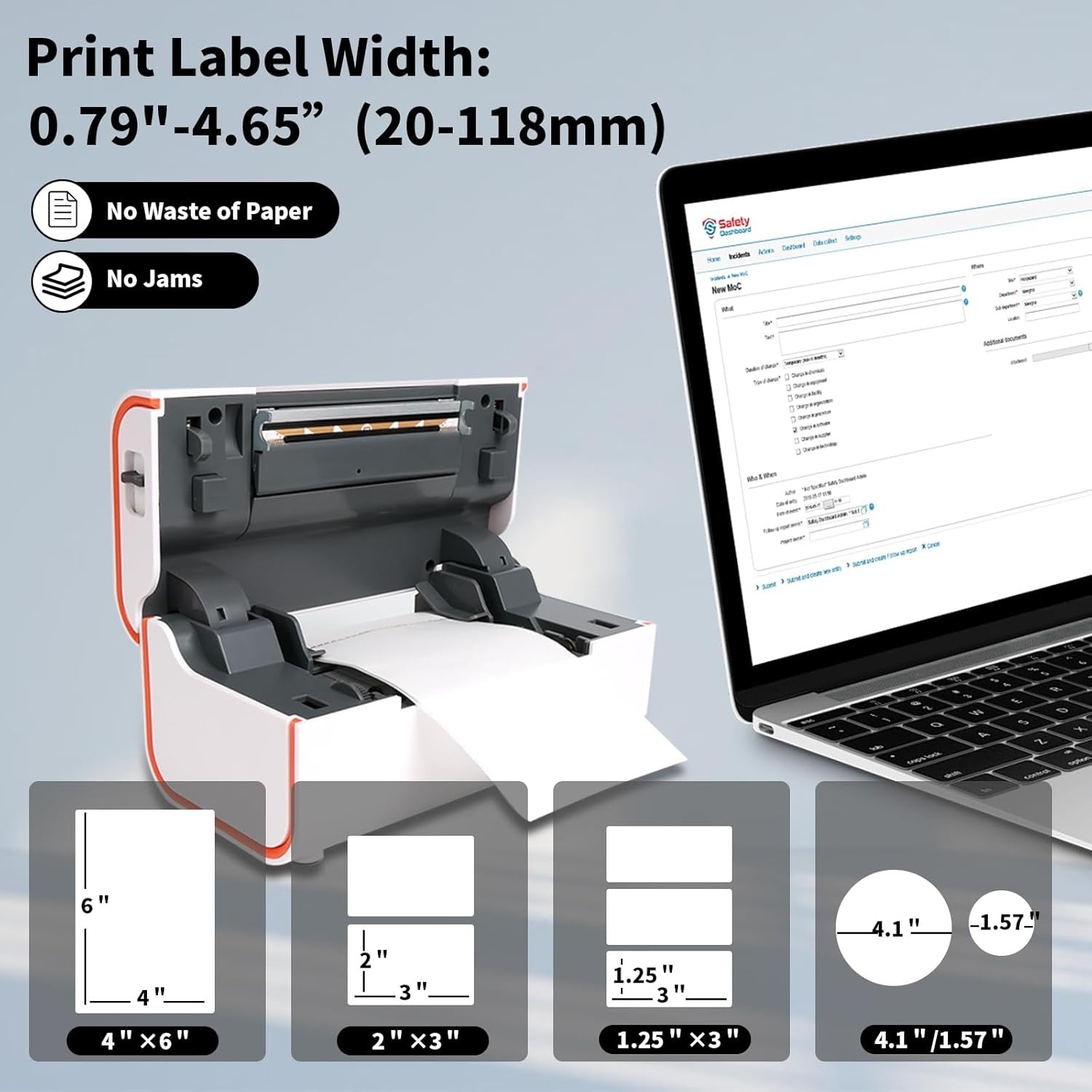 Portable 4x6 Thermal Shipping Label Printer Bluetooth/USB – White
