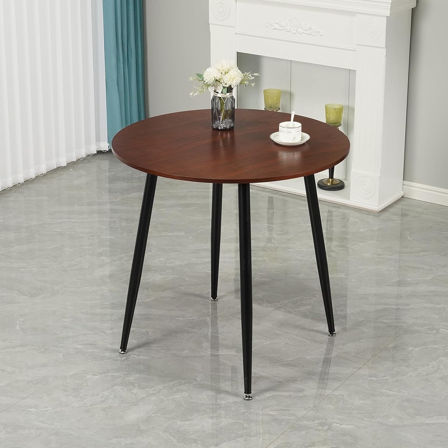Modern 4-Seater Round Dining Table Set Velvet Chairs Kitchen Living Room