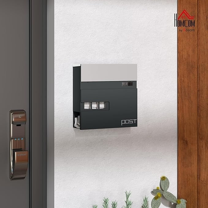 Lockable Wall Mounted Mailbox Outdoor Post Box with Viewing Window – Rustproof