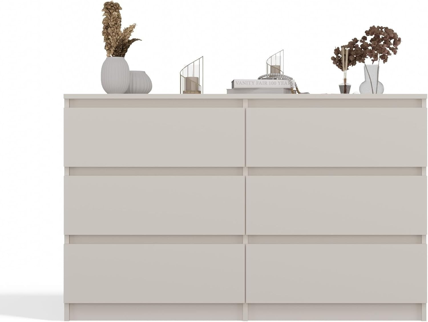 Modern 6 Drawer Chest Bedroom Storage Unit 120cm Wide Slim Deep Drawers
