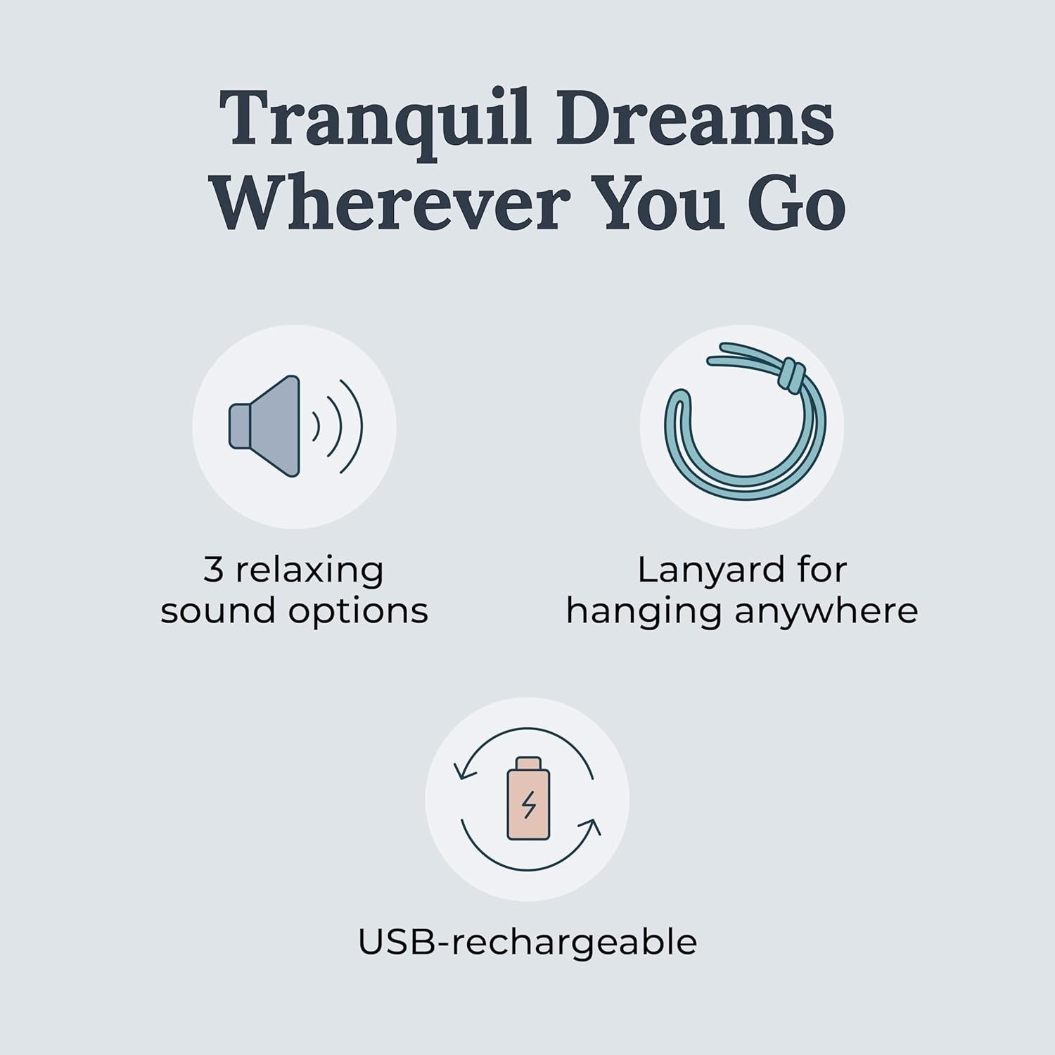 Portable White Noise Machine with 3 Soothing Sounds & USB Recharge