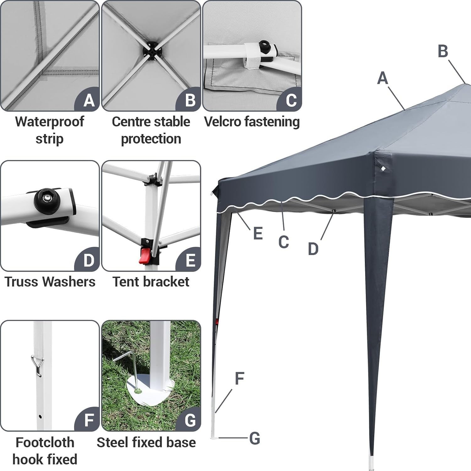 3x3M Waterproof Pop Up Garden Gazebo with 4 Sides & Mesh Windows | Heavy Duty