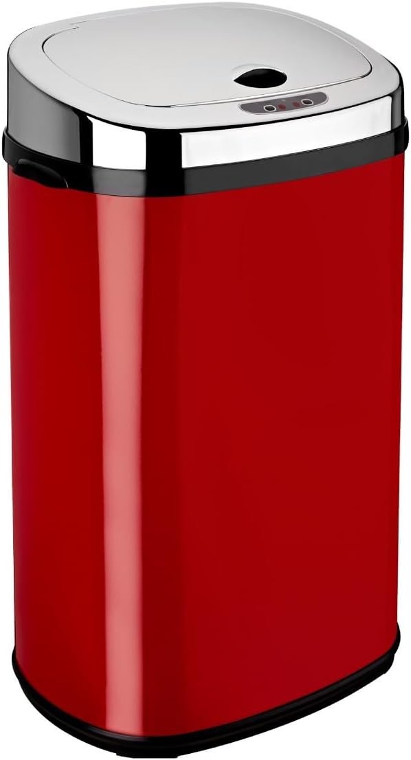 30L Automatic Sensor Kitchen Bin Stainless Steel Soft Close 54cm Red