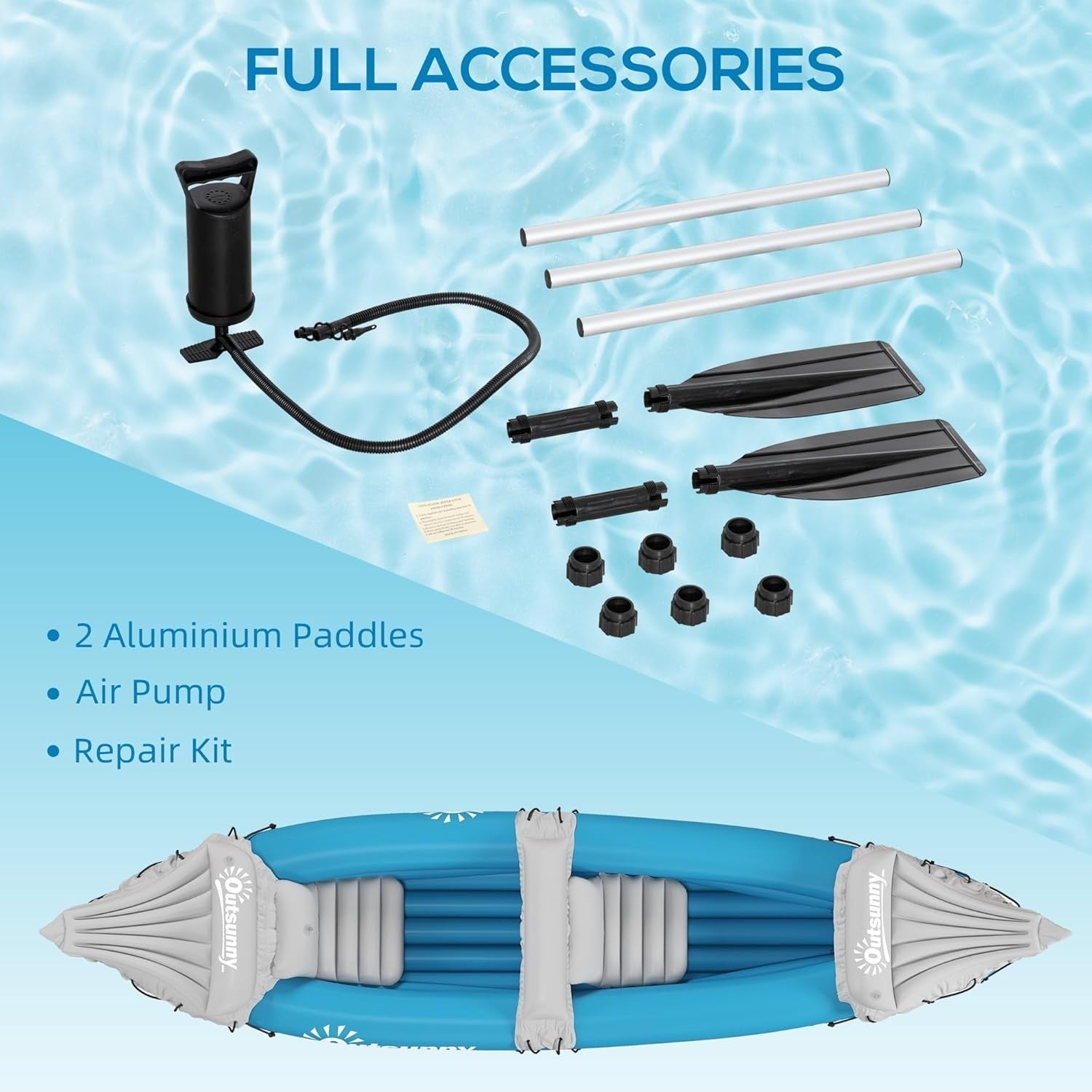 2 Person Inflatable Kayak Canoe Set w/ Pump Oars Repair Kit