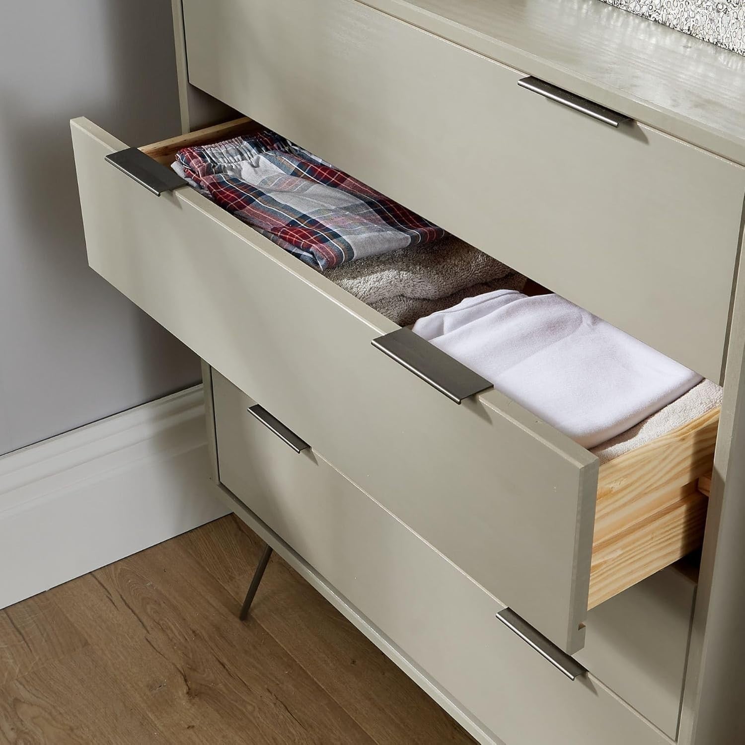 Industrial Grey Wooden Chest of Drawers - 4 Drawer Bedroom Storage Unit