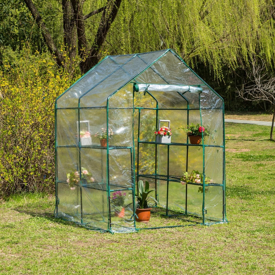 Walk-In 3 Tier 6 Shelf Greenhouse | Heavy-Duty PVC Cover Metal Frame Garden