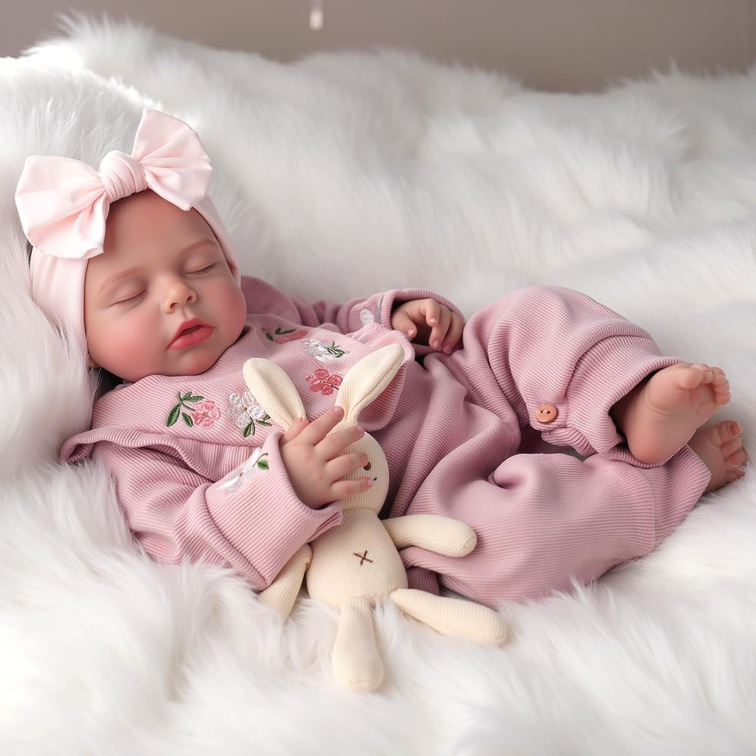20” Reborn Baby Doll Sleeping Girl Soft Body Pink Outfit