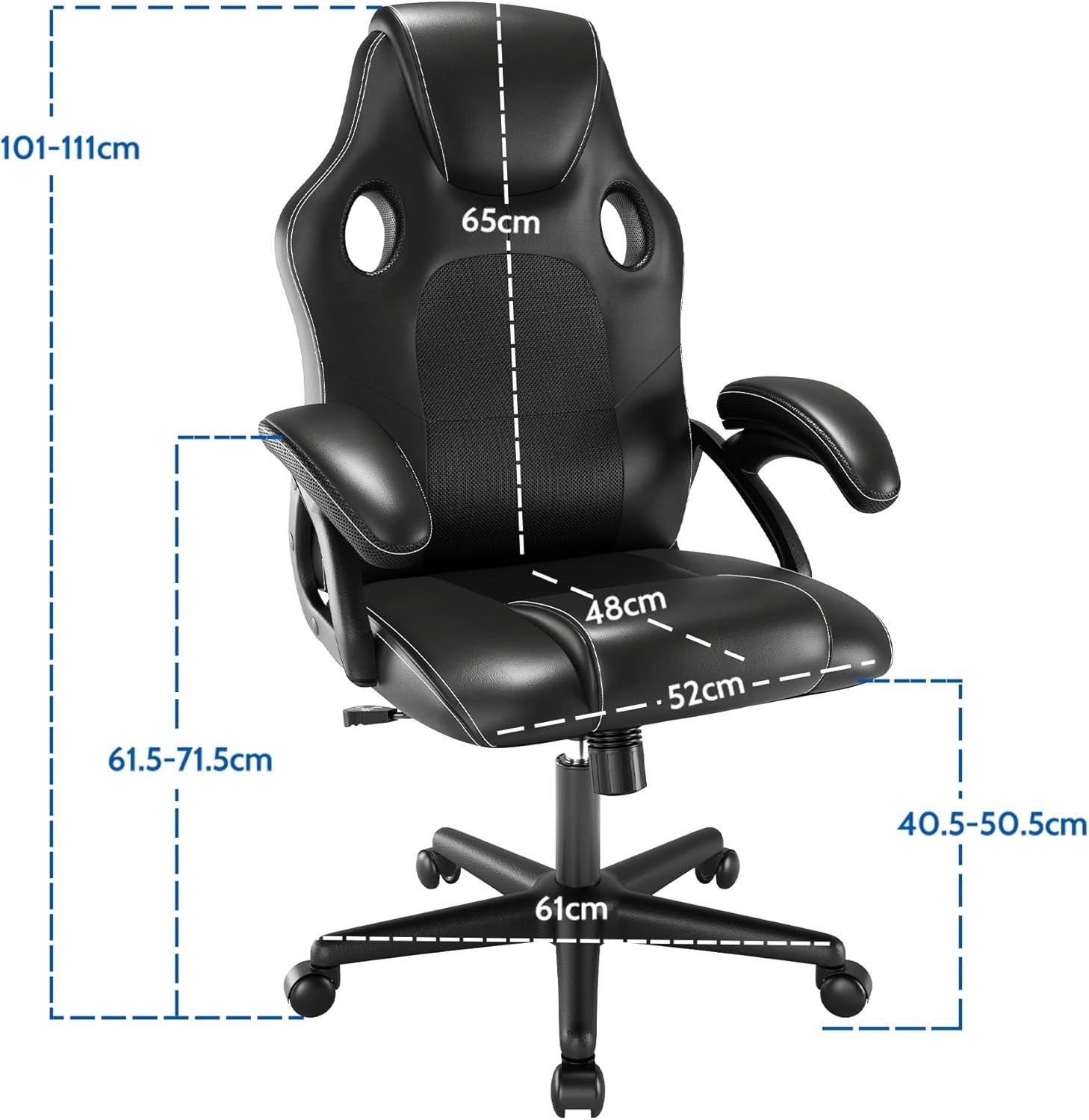 Ergonomic Office Chair w/ Lumbar Support, Gas Lift, Leather Seat, 150kg Capacity