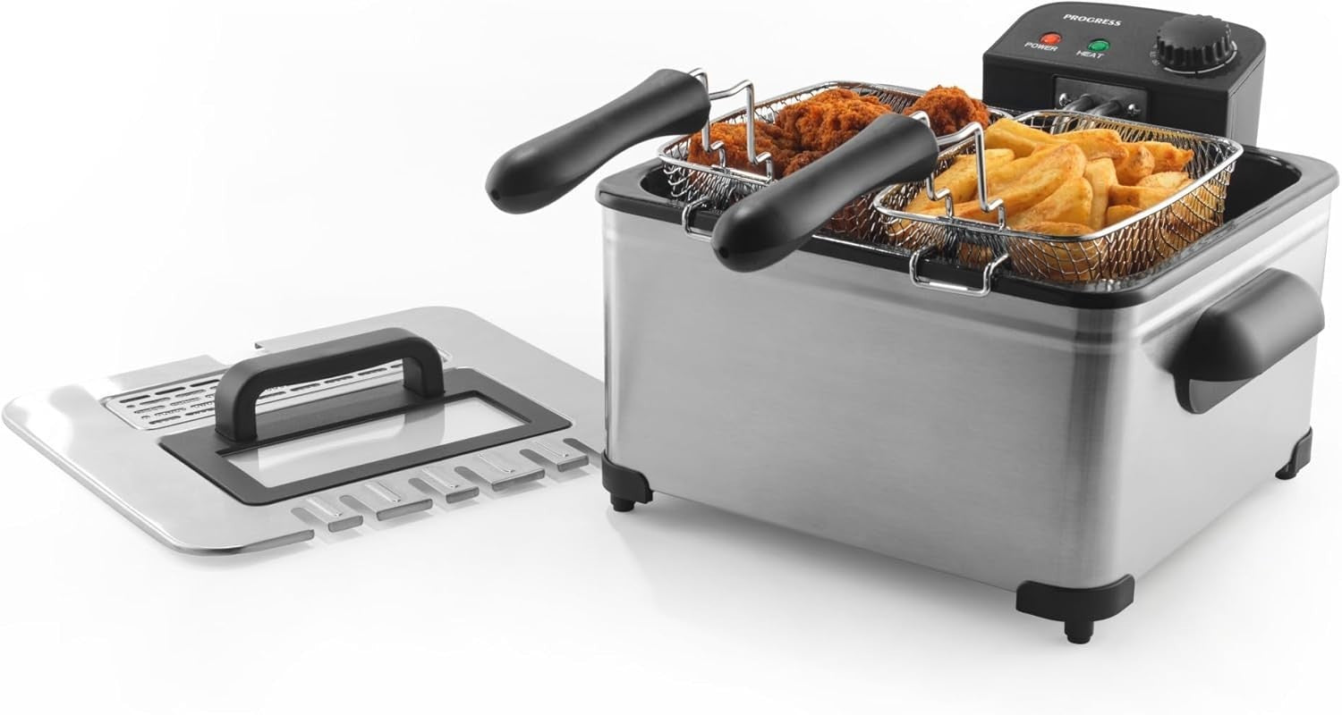 5L Deep Fat Fryer Dual Basket 2000W Adjustable Temp Viewing Window