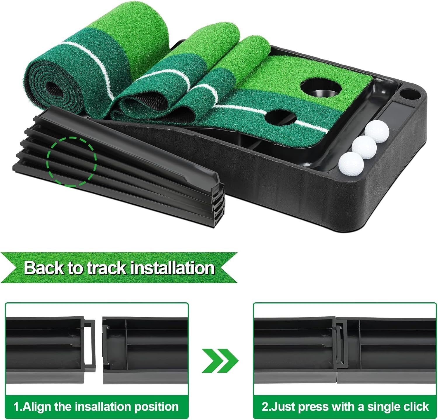 Indoor Golf Putting Mat Auto Ball Return Practice Trainer Home Office Garden