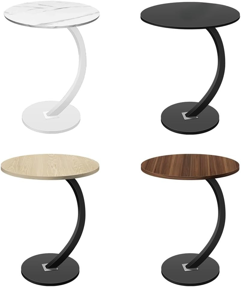 C-Shaped Round Side Table Small Wooden Sofa End Table 60cm High