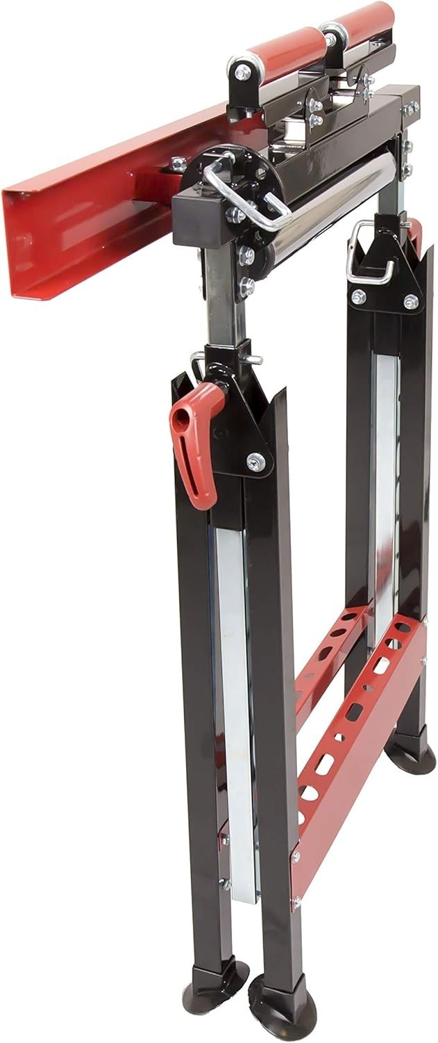 3-in-1 Adjustable Work Bench Trestle Roller V-Support 200kg Telescopic Stand